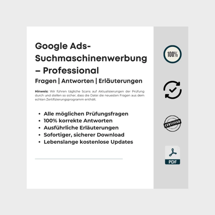 Antworten zur Zertifizierung Google Ads-Suchmaschinenwerbung – Professional